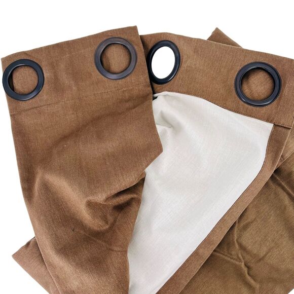 Restoration Hardware Brushed Twill Grommet Drapery Panel Chocolate Brown 50 X 84 - Picture 2 of 5